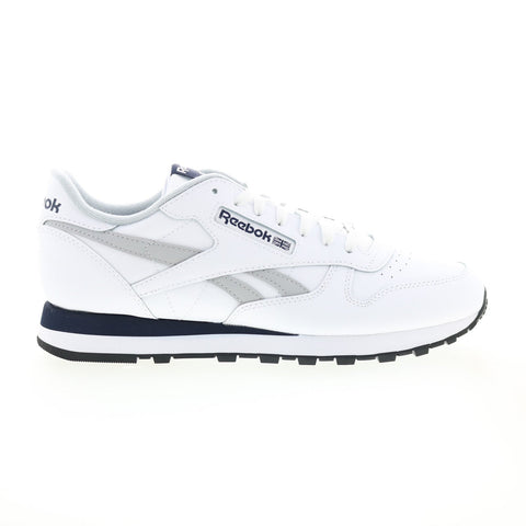 Reebok Classic Leather Mens White Leather Lace Up Lifestyle Sneakers Shoes