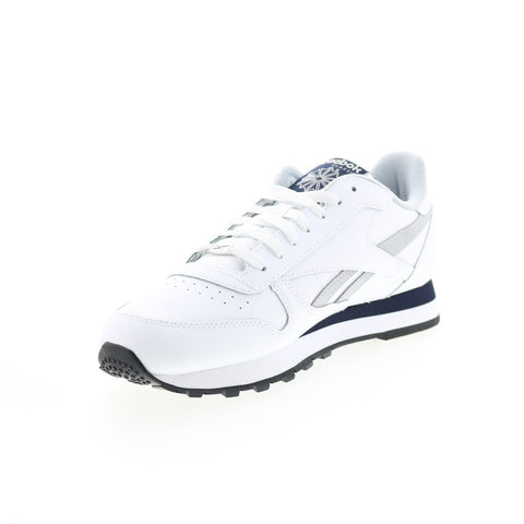 Reebok Classic Leather Mens White Leather Lace Up Lifestyle Sneakers Shoes