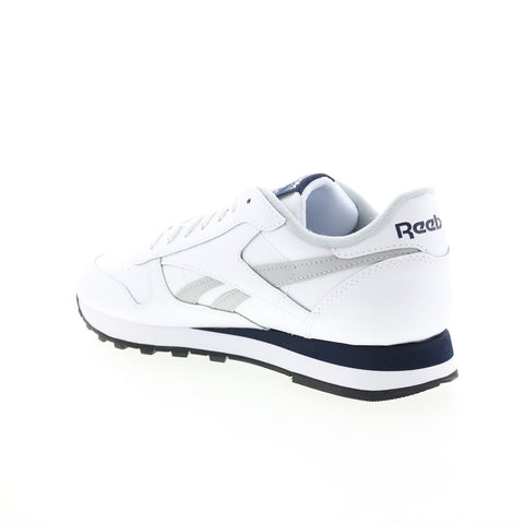 Reebok Classic Leather Mens White Leather Lace Up Lifestyle Sneakers Shoes