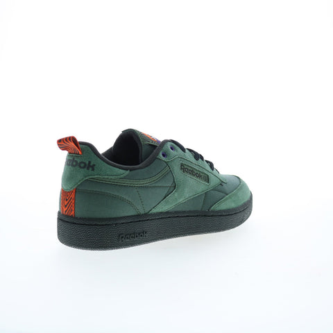 Reebok Club C 85 Mens Green Suede Lace Up Lifestyle Sneakers Shoes