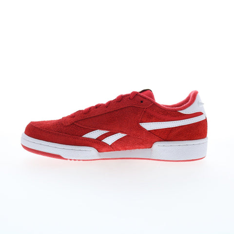 Reebok Club C Revenge Mens Red Suede Lace Up Lifestyle Sneakers Shoes