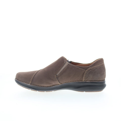 Clarks Appley Zip 26163522 Womens Brown Nubuck Zipper Oxford Flats Shoes