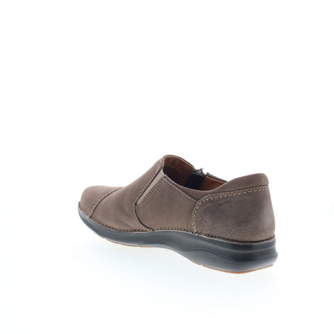 Clarks Appley Zip 26163522 Womens Brown Nubuck Zipper Oxford Flats Shoes