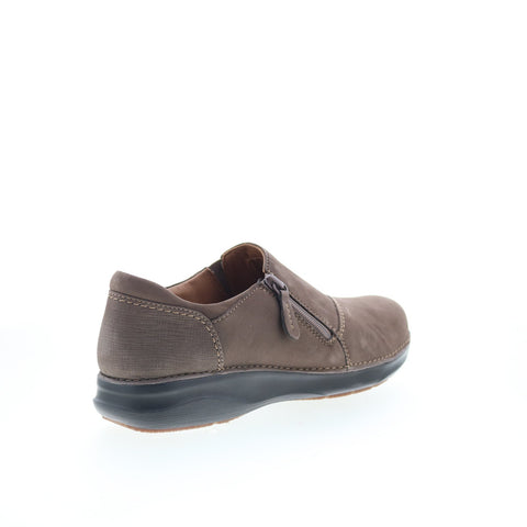 Clarks Appley Zip 26163522 Womens Brown Nubuck Zipper Oxford Flats Shoes