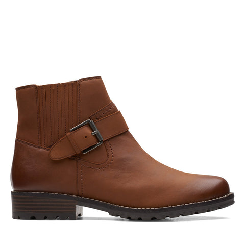 Clarks Clarkwell Strap 26167536 Womens Brown Leather Casual Dress Boots