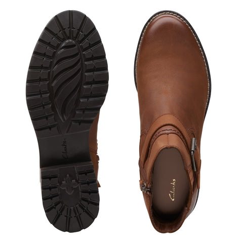 Clarks Clarkwell Strap 26167536 Womens Brown Leather Casual Dress Boots