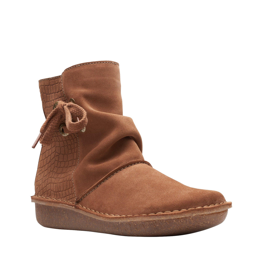 Clarks Funny Oak 26168547 Womens Brown Suede Zipper Casual Dress Boots