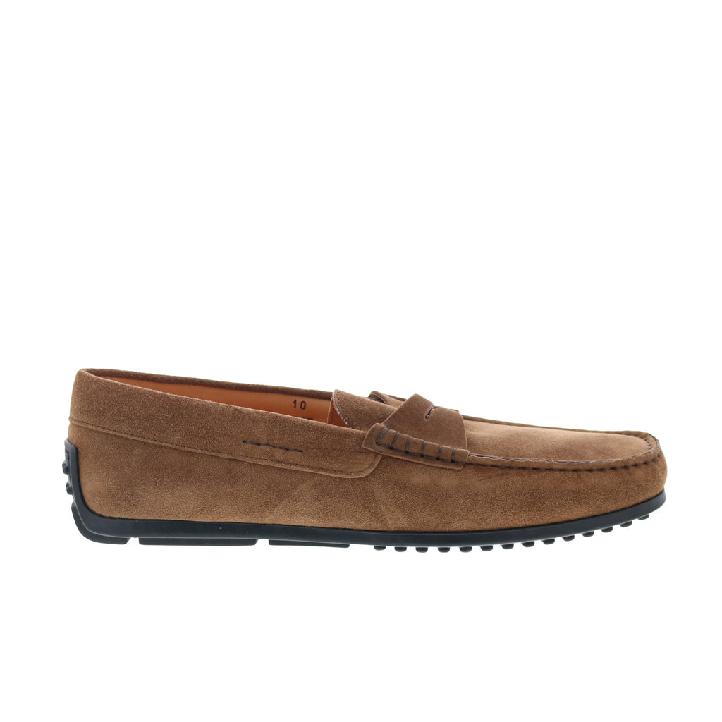 Zelli Italia Monza Sueded Calfskin Mens Brown Loafers Penny 