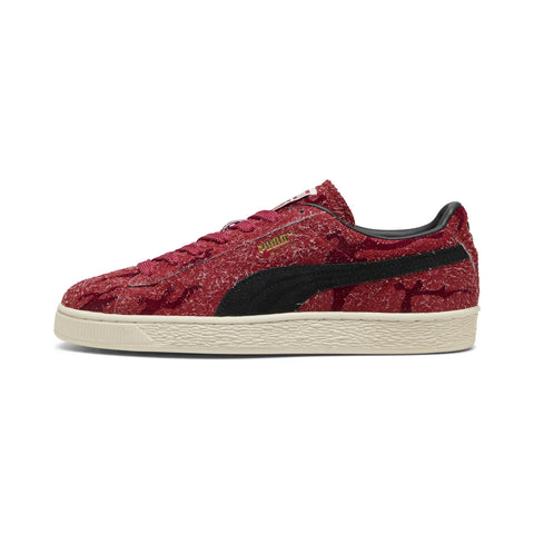 Puma Suede Flock 40691902 Mens Red Suede Lace Up Lifestyle Sneakers Shoes