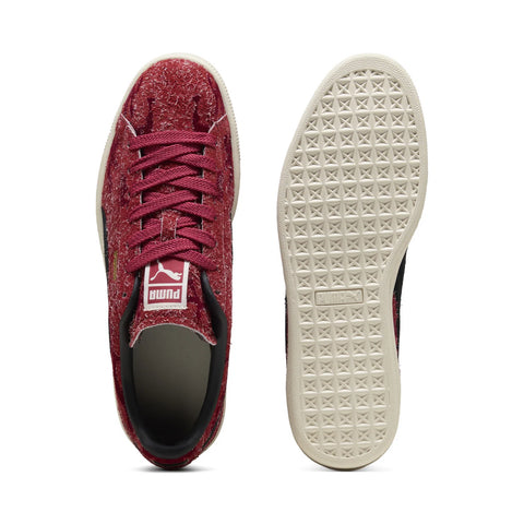 Puma Suede Flock 40691902 Mens Red Suede Lace Up Lifestyle Sneakers Shoes