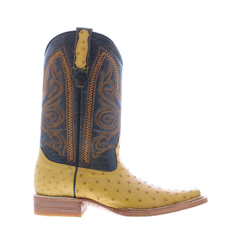 Los Altos Versace Style Ostrich 700302 Mens Yellow Wide Cowboy Western Boots