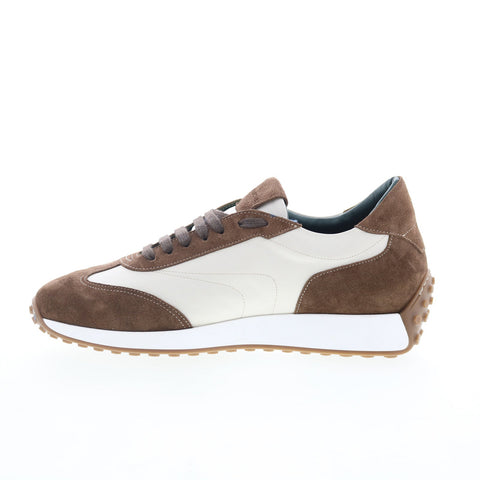 Di Bianco Heraclus Mens White Suede Lace Up Lifestyle Sneakers Shoes