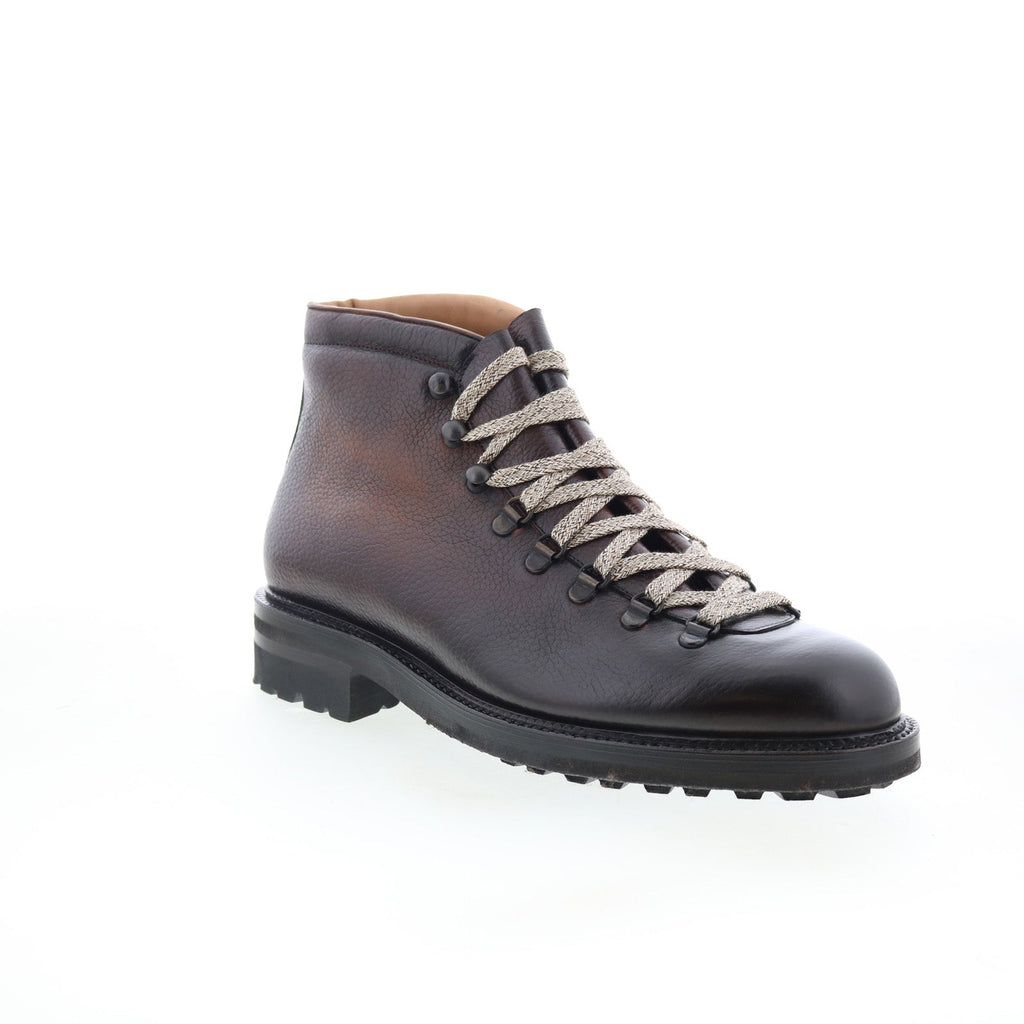 Di Bianco SB621 Mens Brown Leather Lace Up Casual Dress Boots