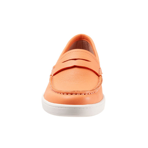 Trotters Dina T2000-800 Womens Orange Wide Leather Loafer Flats Shoes