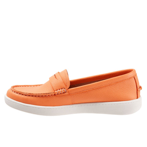Trotters Dina T2000-800 Womens Orange Wide Leather Loafer Flats Shoes
