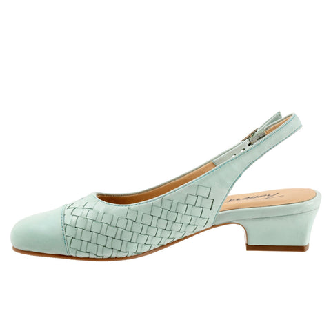 Trotters Dea Woven T2168-326 Womens Blue Leather Slingback Heels Shoes