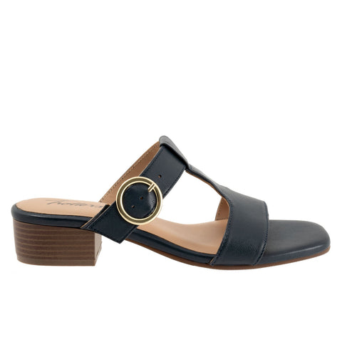 Trotters Nanna T2410-400 Womens Black Leather Heeled Sandals Shoes