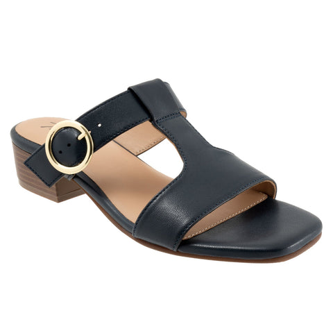 Trotters Nanna T2410-400 Womens Black Leather Heeled Sandals Shoes