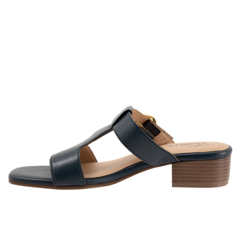Trotters Nanna T2410-400 Womens Black Leather Heeled Sandals Shoes