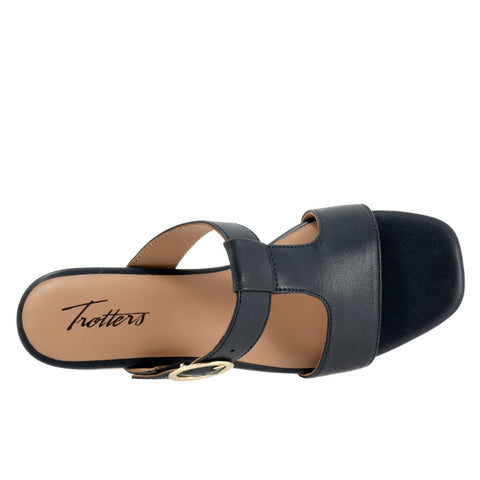 Trotters Nanna T2410-400 Womens Black Leather Heeled Sandals Shoes