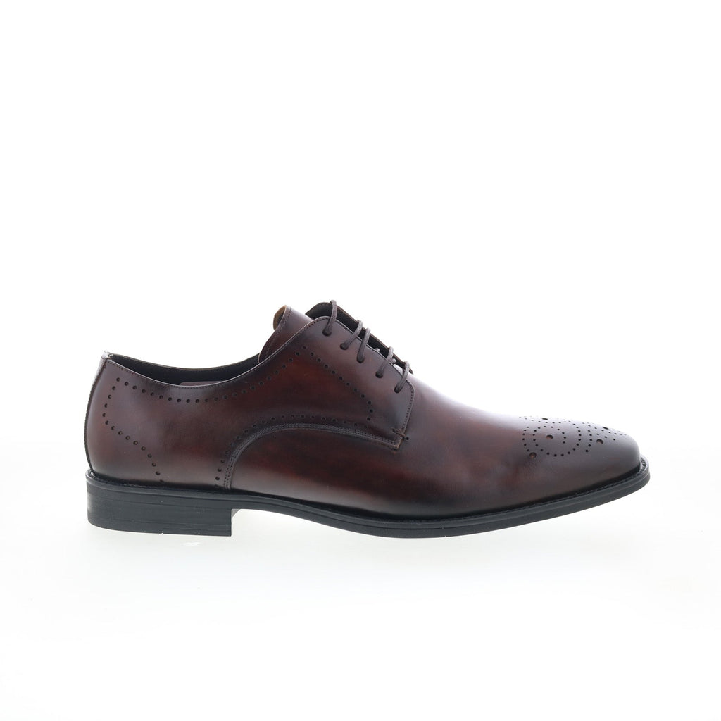Belvedere Mens Brown Leather Wingtip Oxford Brogue Dress  display picture 3