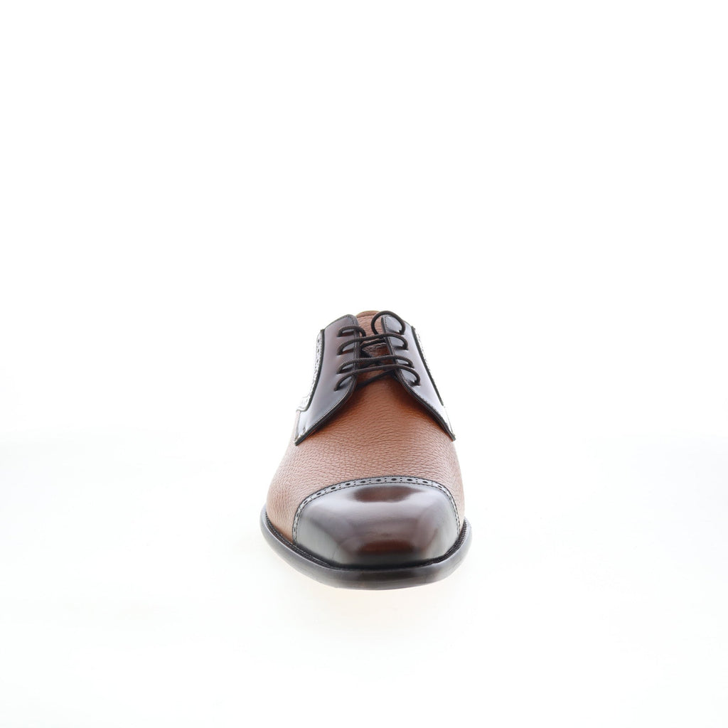 Mezlan Mens HI-Shine Calf Deer Cap Toe Brown Shoes (NWT) Hi-Shine/Textured Calf Oxford – Mezlan Warehouse main image 4