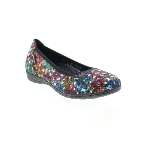 Mephisto Emilie Womens Blue Leather Slip On Ballet Flats Shoes