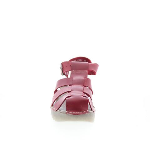 Fly London Emme EMME511FLY Womens Burgundy Leather Wedges Sandals Shoes