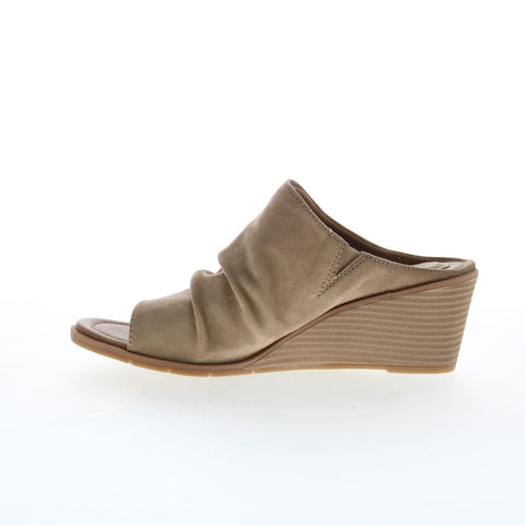 Eurosoft Gilby ES0035205 Womens Brown Suede Slip On Wedges Sandals Shoes