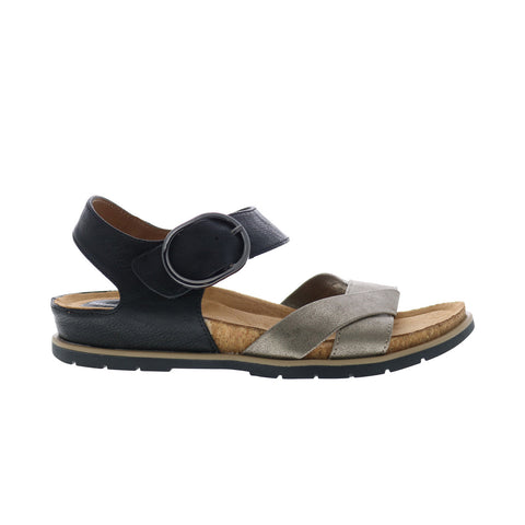 Eurosoft by Sofft Galiana ES0036391 Womens Black Nubuck Strap Sandals Shoes