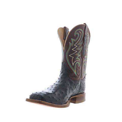 Tony Lama Foster Full Quill Ostrich Made In USA Mens Black Wide Western Boots
