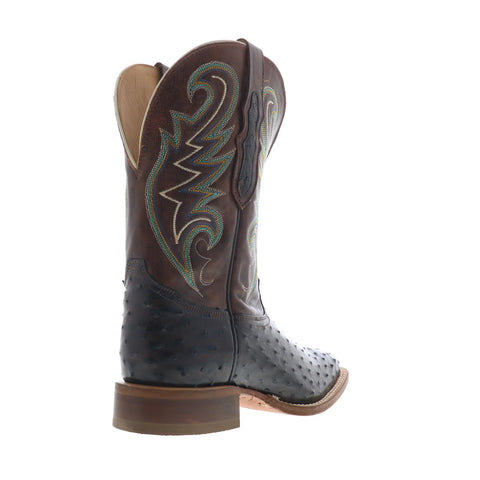 Tony Lama Foster Full Quill Ostrich Made In USA Mens Black Wide Western Boots