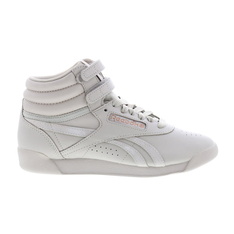 Reebok Cardi B Freestyle HI Womens Gray Leather Lifestyle Sneakers Shoes