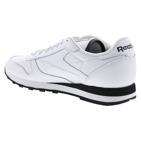 Reebok Classic Leather Mens White Leather Lace Up Lifestyle Sneakers Shoes