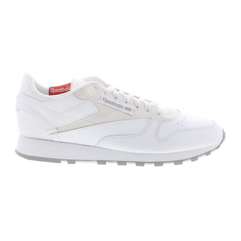Reebok Classic Leather Mens White Leather Lace Up Lifestyle Sneakers Shoes