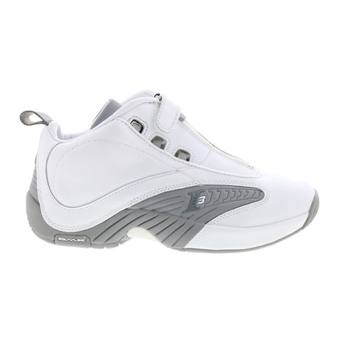 Reebok Answer IV Mens White Leather Zipper Athletic Basketball Shoes