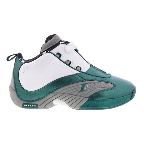 Reebok Answer IV Mens Green Leather Zipper Athletic Basketball Shoes
