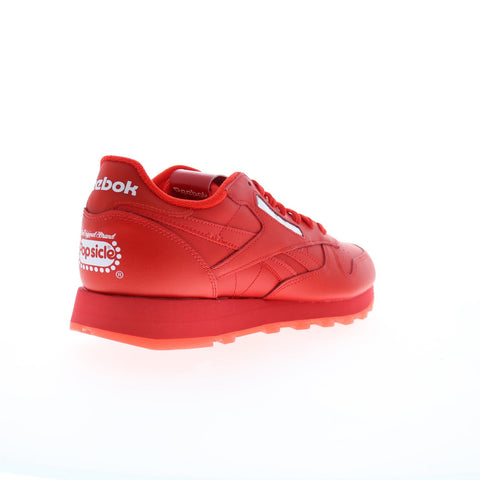 Reebok Classic Leather Popsicle Mens Red Leather Lifestyle Sneakers Shoes