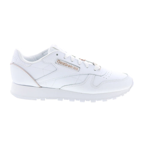 Reebok Classic Leather Womens White Leather Lifestyle Sneakers Shoes