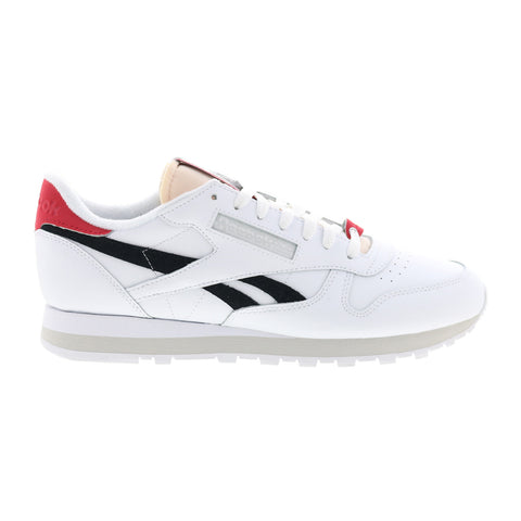 Reebok Classic Leather Mens White Leather Lace Up Lifestyle Sneakers Shoes