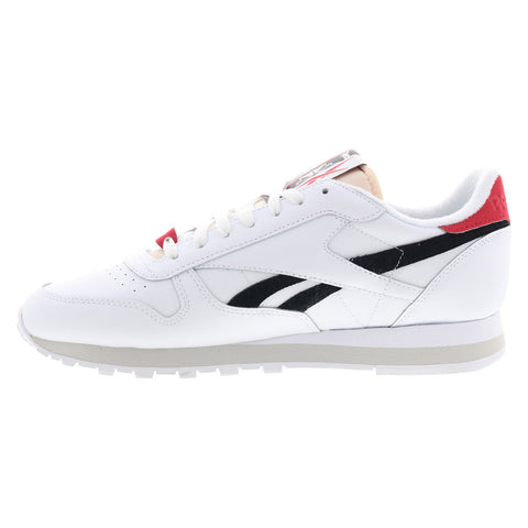 Reebok Classic Leather Mens White Leather Lace Up Lifestyle Sneakers Shoes