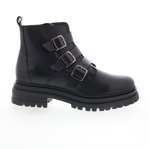 Miz Mooz Lorra Womens Black Leather Zipper Casual Dress Boots