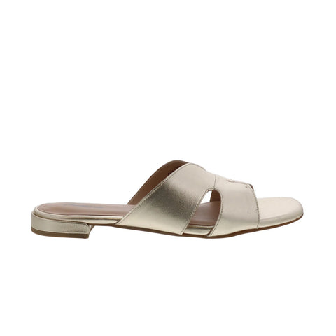 Trotters Nell T2316-709 Womens Gold Leather Slip On Slides Sandals Shoes