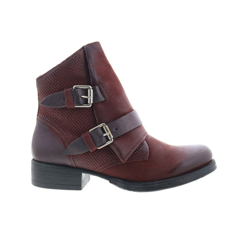Miz Mooz Nestle Womens Burgundy Leather Zipper Ankle & Booties Boots