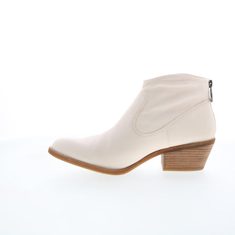Sofft Aisley SF0035811 Womens White Leather Zipper Ankle & Booties Boots