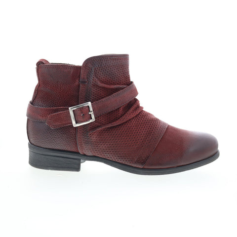 Miz Mooz Suzy Womens Burgundy Leather Zipper Ankle & Booties Boots