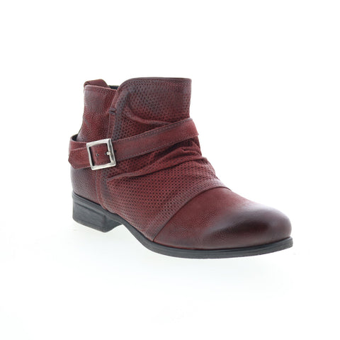 Miz Mooz Suzy Womens Burgundy Leather Zipper Ankle & Booties Boots