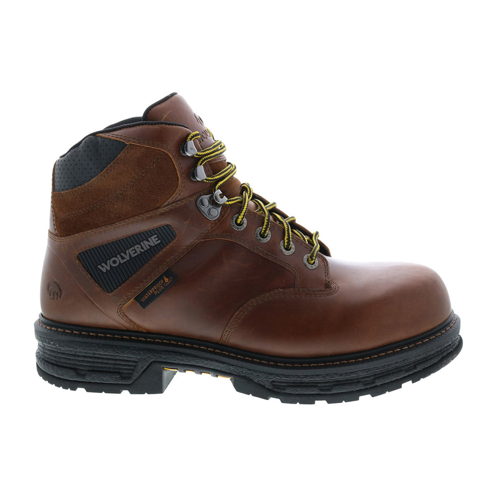 WOLVERINE Men's Hellcat 6" Steel-Toe Work Boot, Tobacco, Waterproof Full-Grain Leather