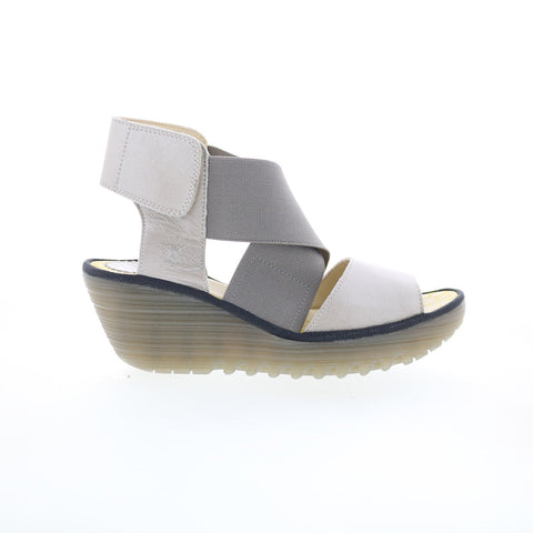 Fly London Yuba YUBA385FLY-009 Womens Brown Leather Wedges Sandals Shoes