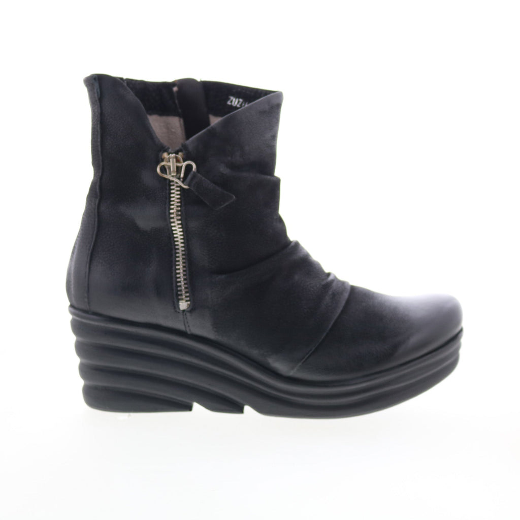 Miz Mooz Zuzu Womens Black Leather Zipper Ankle & Booties Boots